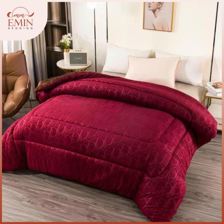 Chăn lông thỏ DIOR chính hãng, nhập khẩu túi da xịn nặng 4.5kg, kích thước 2x2,3m EMIN Bedding