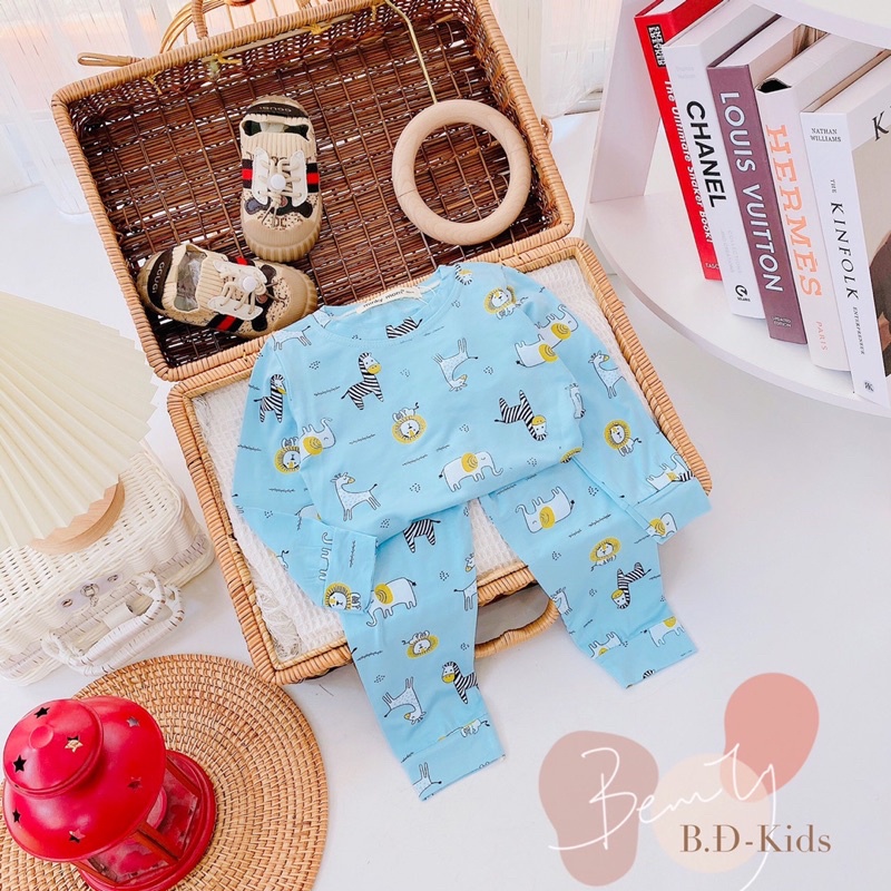 TD12 Bộ Dài Tay Thun Minkymom In Toàn Thân - Sóc Khủng Long cho bé từ 8-21kg