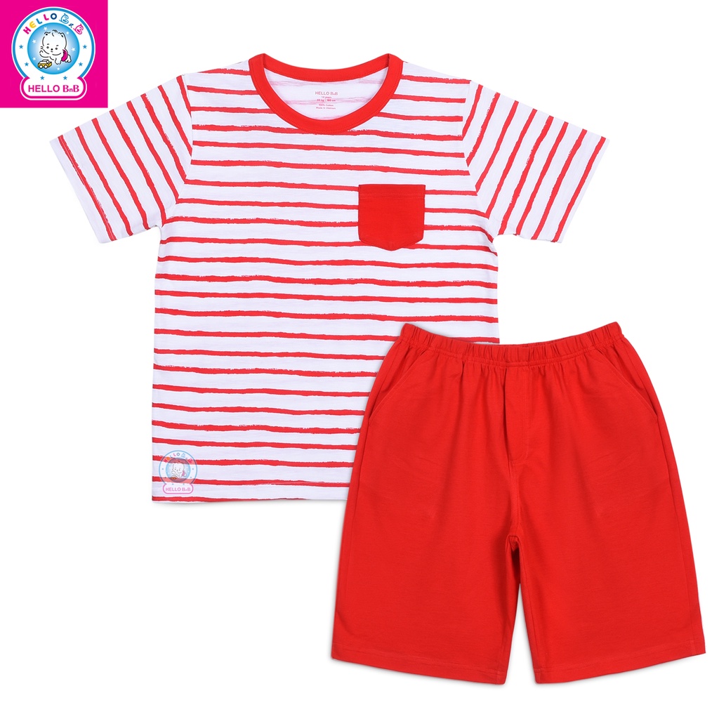 Bộ T-shirt cổ tròn sọc BN1484 - Hello B&amp;B