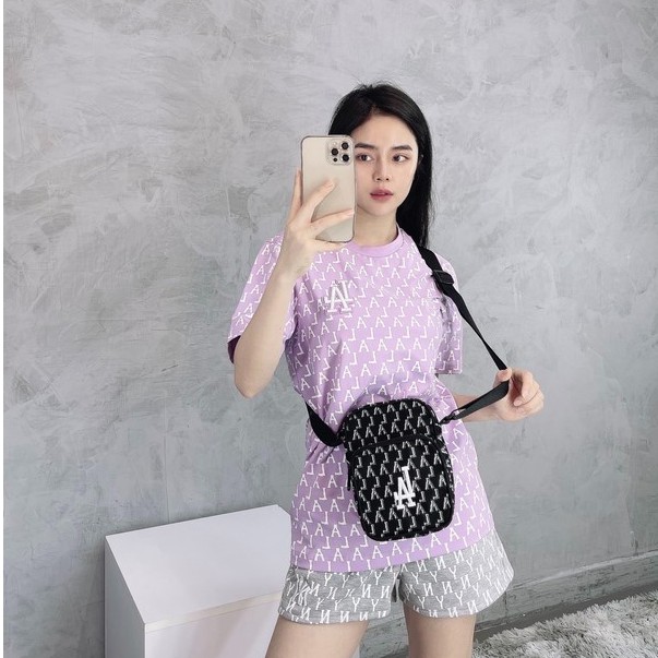 Túi Đeo Chéo minibag LA  M.L.B Monogram - Black XUẤT DƯ FULL TEM TAG CODE