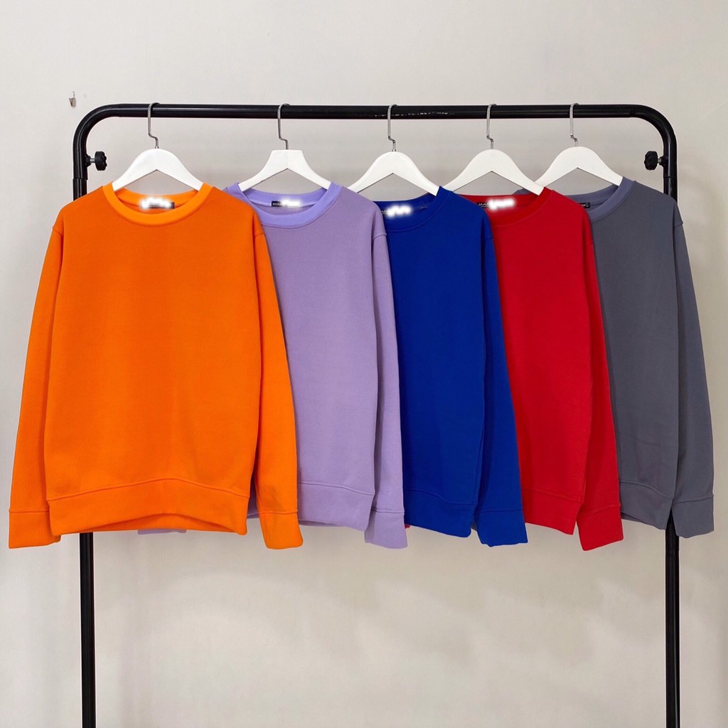 ÁO SWEATER TRƠN CHẤT NỈ LÓT BÔNG MÀU CAM - SWEATER UNISEX - MM | BigBuy360 - bigbuy360.vn