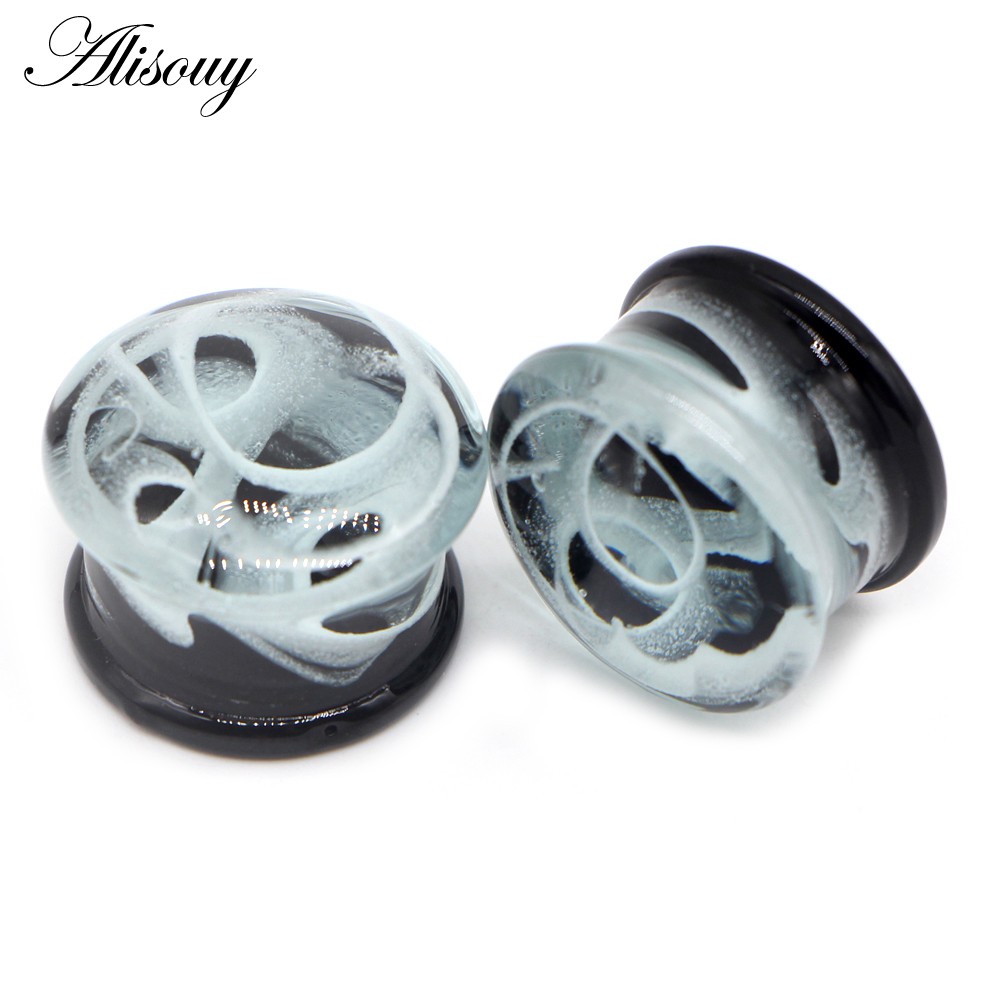 Alisouy Set 2 Khuyên Nong Tai Bằng Thủy Tinh Nhiều Màu Kích Thước 6-16mm Thời Trang Cho Nam Và Nữ