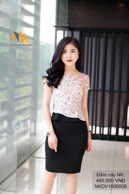 Đầm ôm peplum phối hoa V246 | BigBuy360 - bigbuy360.vn