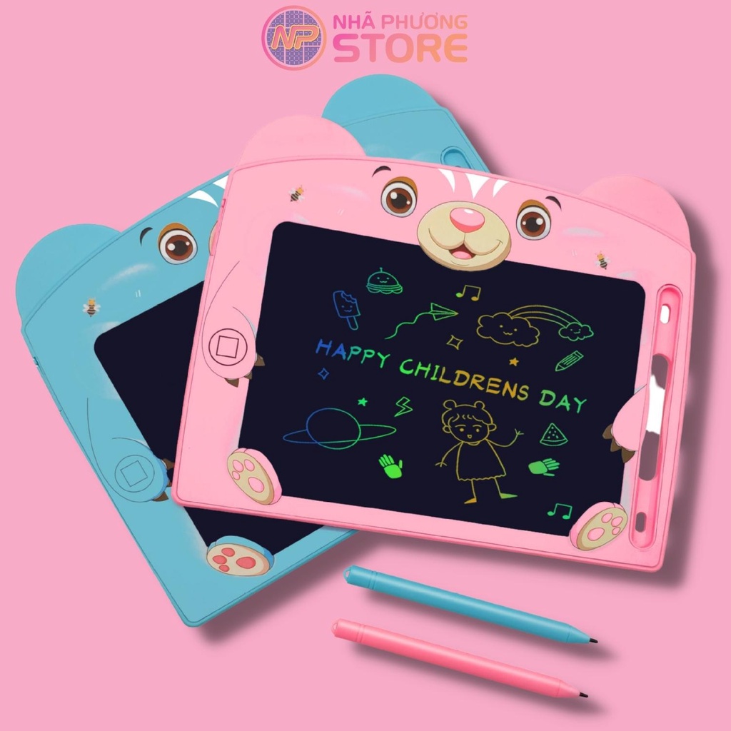 Bảng Tự Xóa CHO BÉ thông minh ĐA MÀU Hình Gấu 8,5 INCH