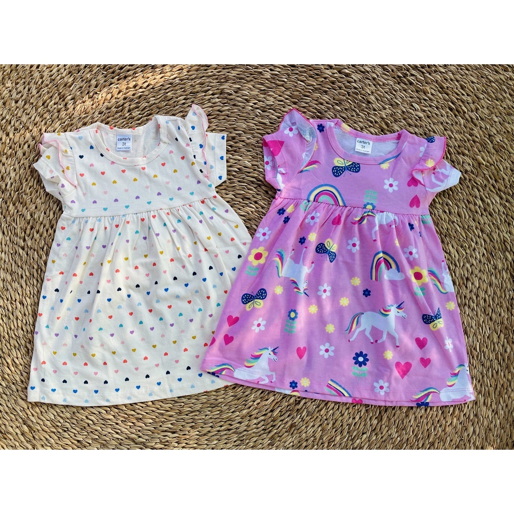 Váy cotton cánh tiên họa tiết dễ thương cho bé gái