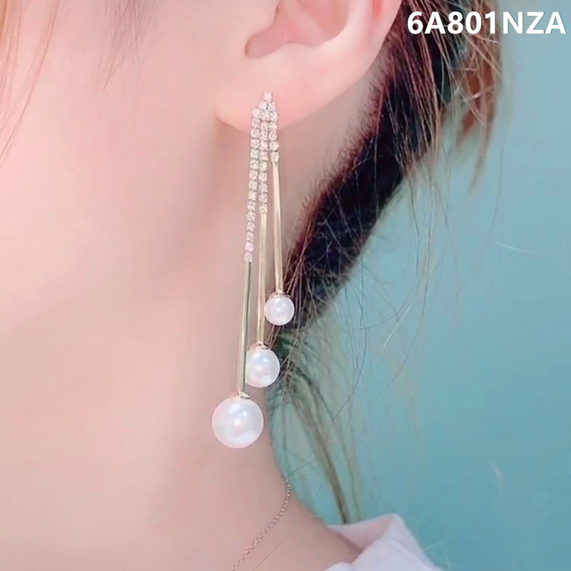 Đôi bông tai dáng dài đính ngọc trai nhân tạo chốt xỏ bạc S925 phong cách Hàn Quốc