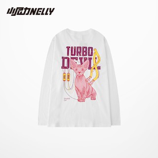 Áo thun dài tay NELLY cotton 100% dáng unisex in hình mèo sphynx