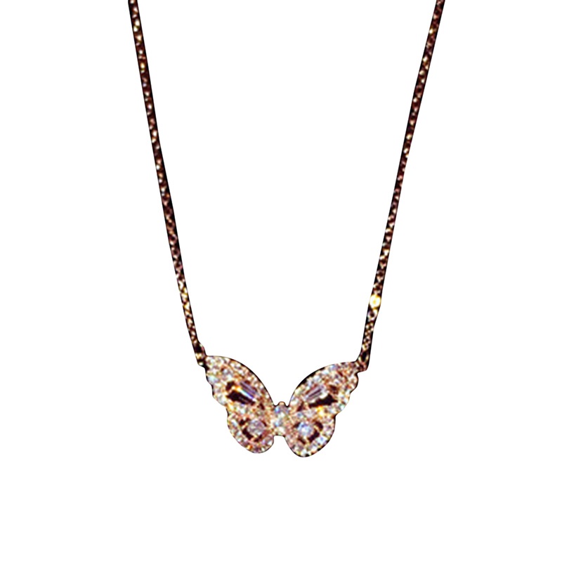 vòng cổ Bạc 925 Mặt Hình Bướm Đính Đá Lấp Lánh