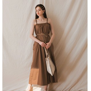 Jumpsuit dài 2 dây xếp ly ống rộng nữ Air Space 2021811012