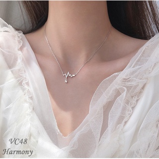 Vòng cổ nữ, dây chuyền bạc Heart Beat VC48 | Bạc 925 cao cấp xi kim và mạ vàng Trang sức Harmony
