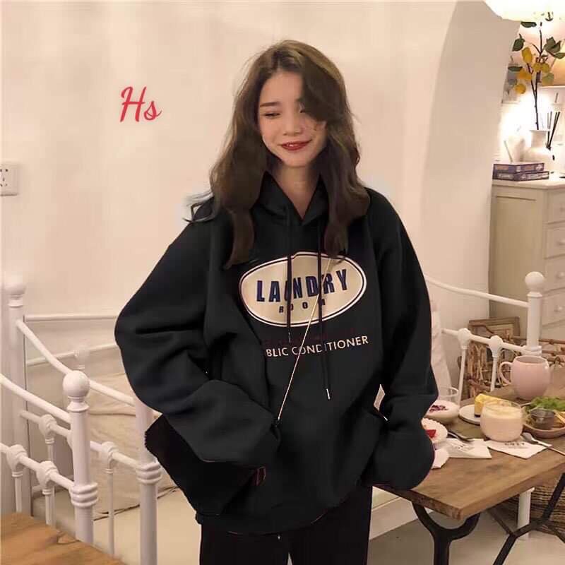 Áo hoodie in chữ laundry