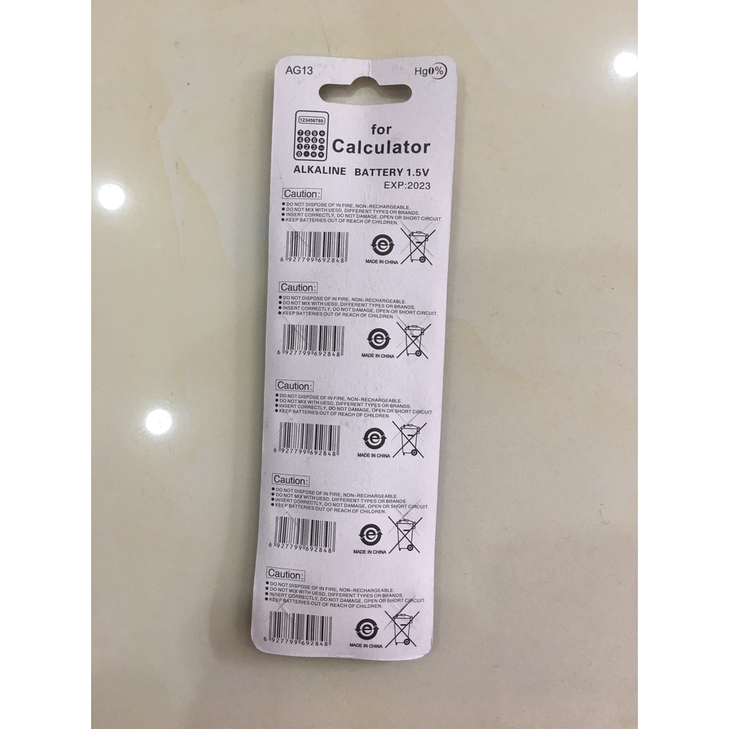 Vỉ 10 viên pin Soda LR44 AG13 1.5V Hong  Kong