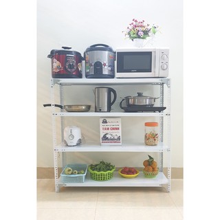 Kệ sắt v lỗ đa năng 4 tầng dài 1m x rộng 0,3m x cao 1,5m màu TRẮNG