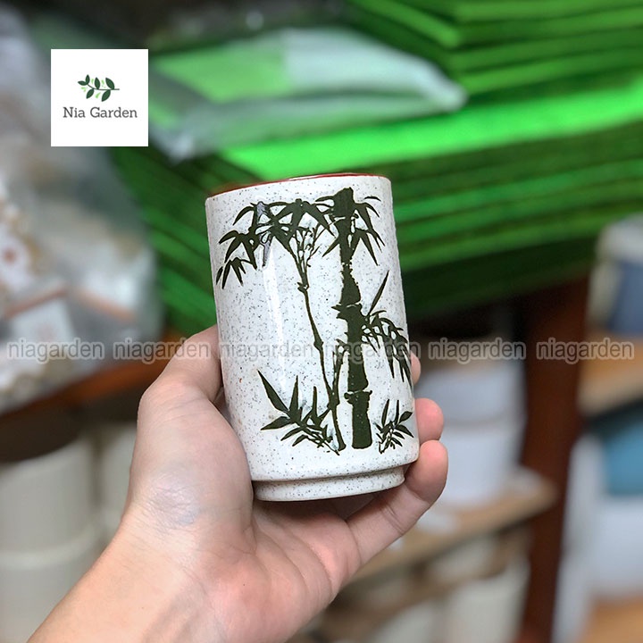 (G139) Chậu sứ trồng sen đá xương rồng gốm sứ Nhật Bản mini (đã khoan lỗ) Nia Garden GSN