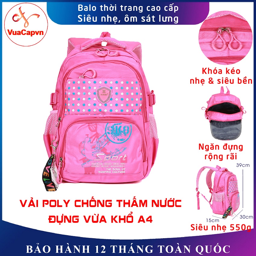 Balo thời trang đi học Hami 3030 Hồng, balo đi chơi siêu nhẹ, hàng chính hãng, bảo hành miễn phí 12 tháng