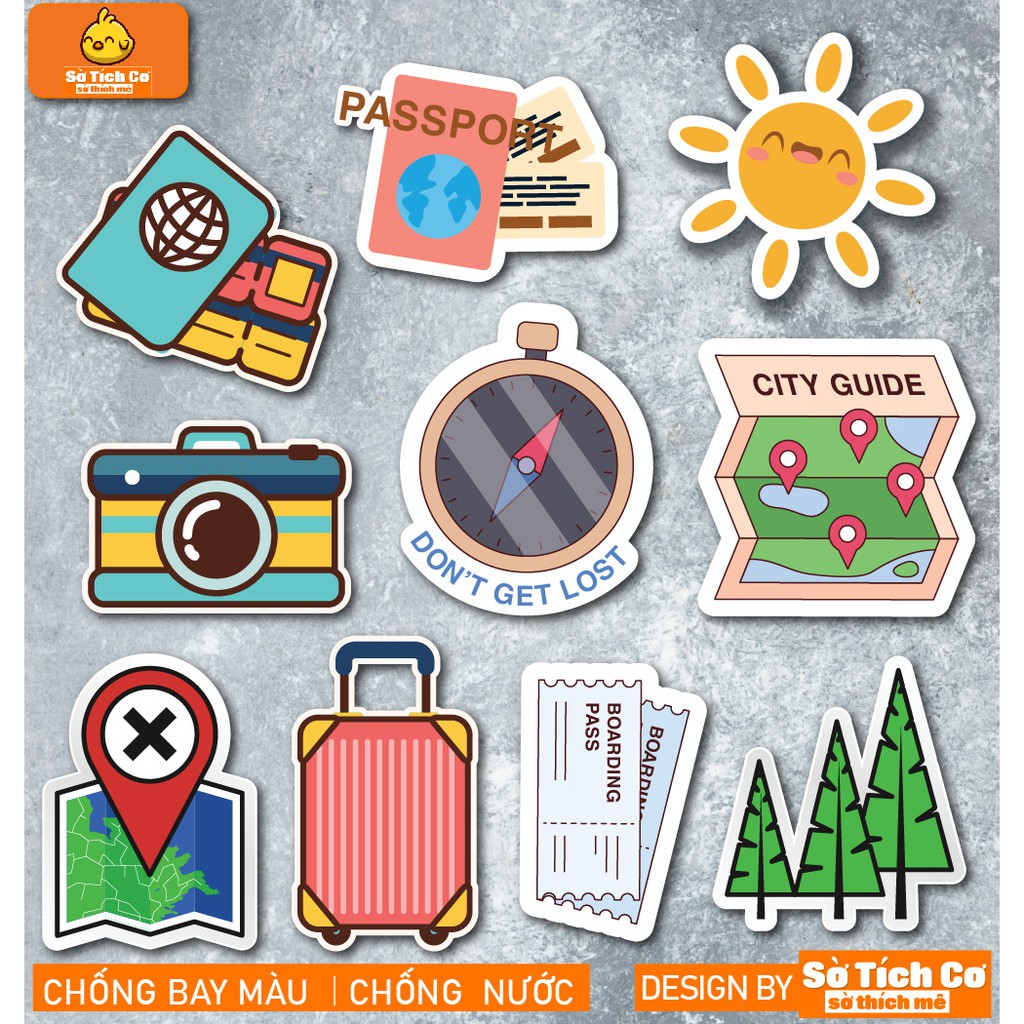 Travel dán điện thoại, laptop, mũ bảo hiểm, guitar, vali MSP: T12