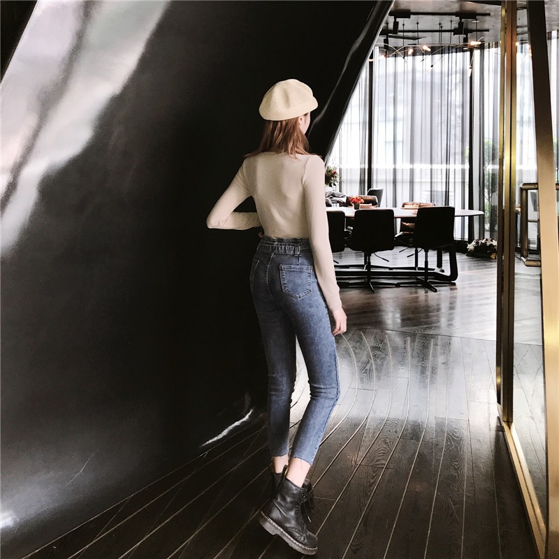Quần jean skinny nữ dáng ôm lưng siêu cao trơn basic Emilyshop ulzzang