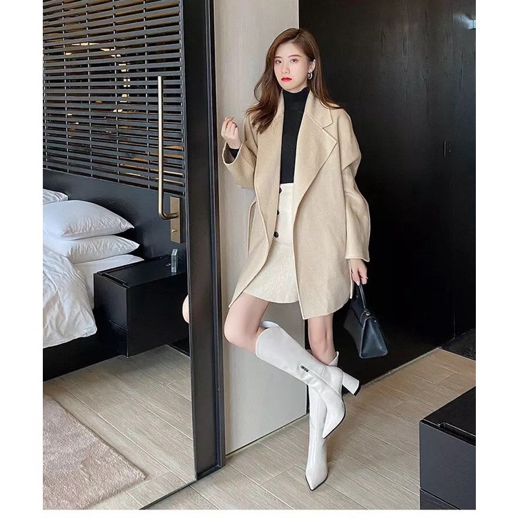 Bốt đùi nữ chất da cổ chữ V mẫu mới, giày bốt cao cổ nữ đế cao 3p và 7p kiểu dáng sang chảnh | BigBuy360 - bigbuy360.vn