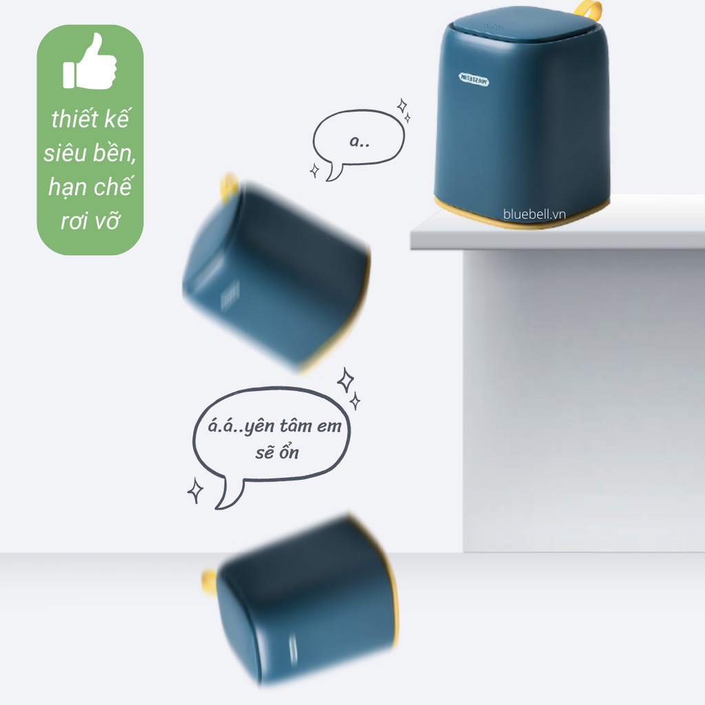 Thùng Rác Mini Để Bàn, Phòng Khách, Bếp-Wastebin Sọt Rác Cỡ Nhỏ Dễ Thương Để Trên Xe Ô Tô BlueBell
