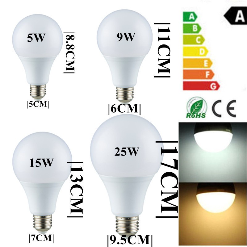 Bóng đèn LED Licer tiết kiệm điện 25W 15W 9W 5W 26 Led ánh sáng trắng cho văn phòng tại nhà trung tâm mua sắm đui E27