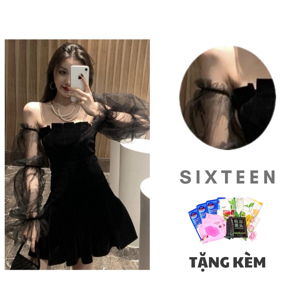 Váy Nữ, Đầm Nữ Tay Phồng Dáng Xòe Hở Vai Quyến Rũ Phong Cách Hàn Quốc SIXTEEN.