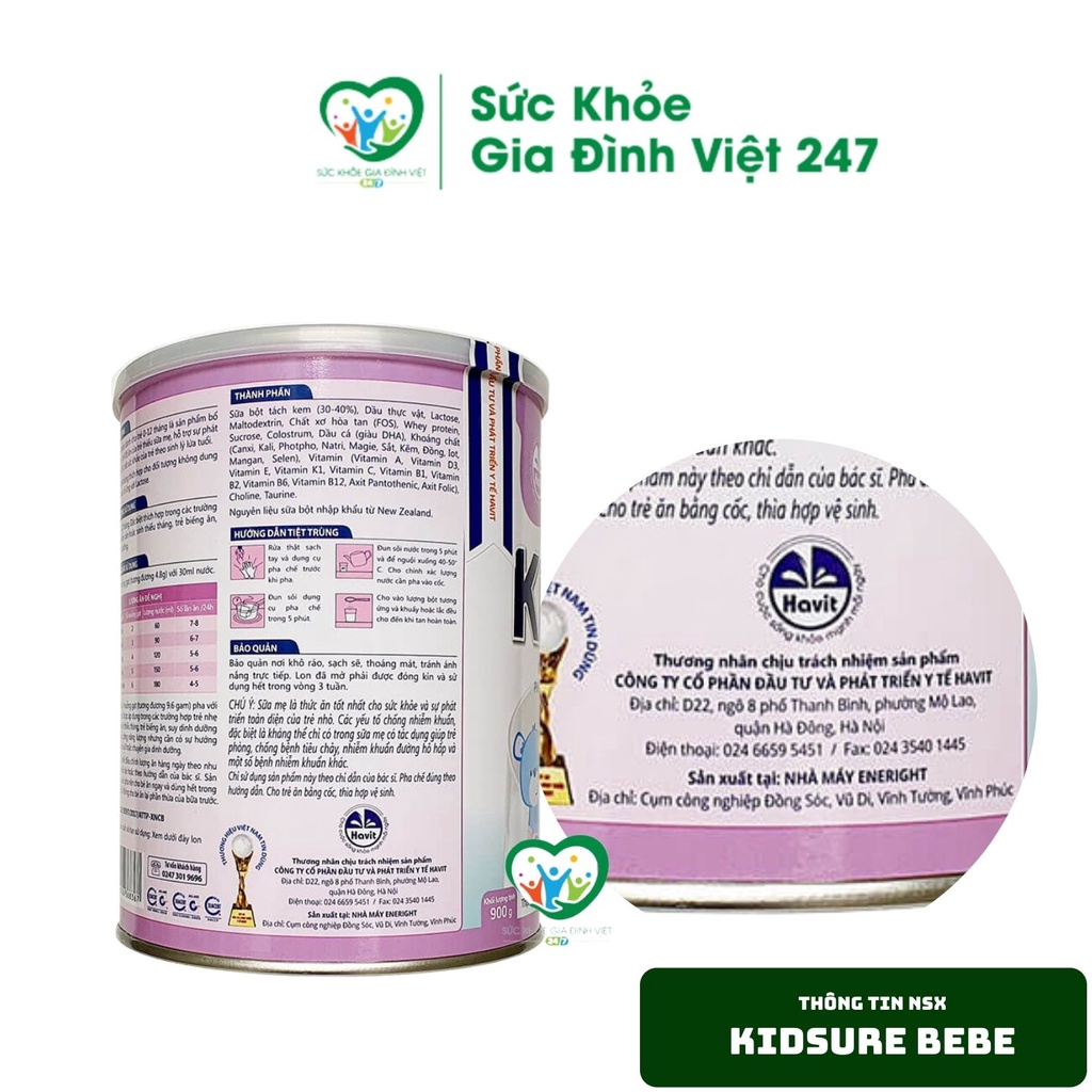 Sữa Kidsure bebe 900g - Dòng sản phẩm của Havit