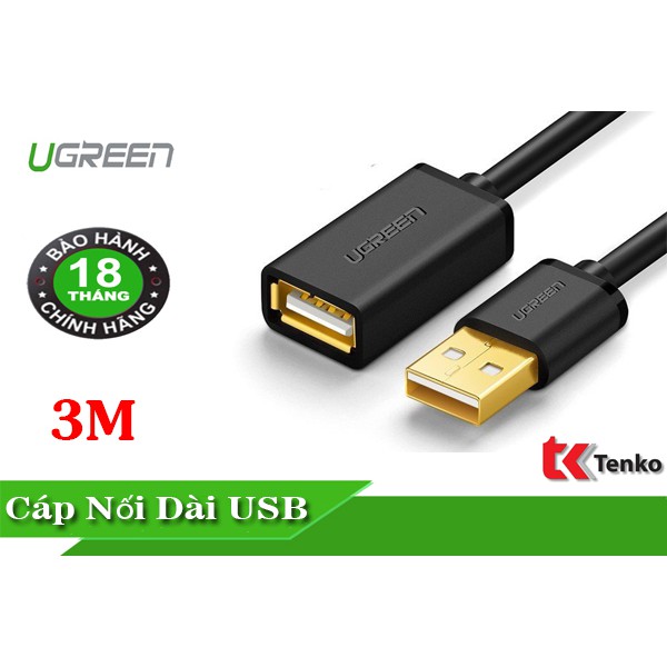 Cáp nối dài USB chuẩn 2.0 chính hãng Ugreen 10317 dài 3M