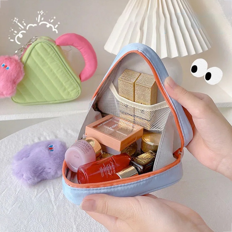 Túi Đựng Đồ Trang Điểm Hình Tam Giác Màu Sắc Tương Phản Sức Chứa Lớn Tiện Dụng