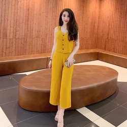 Set bộ thời trang mặc nhà ống rộng lửng