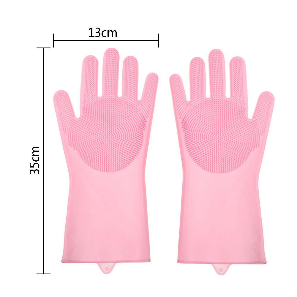 ☆Yola☆ Set 2 Găng Tay Rửa Chén Bằng Silicone Chống Trượt Đa Năng Nhiều Màu Sắc