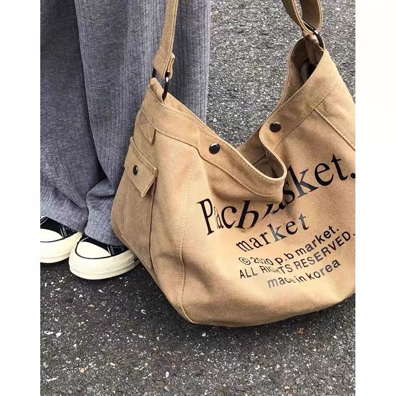 (Có sẵn Be/Nâu) TÚI VẢI UNISEX NAM NỮ TÚI CANVAS ĐEO CHÉO ULZZANG ĐI HỌC ĐI CHƠI