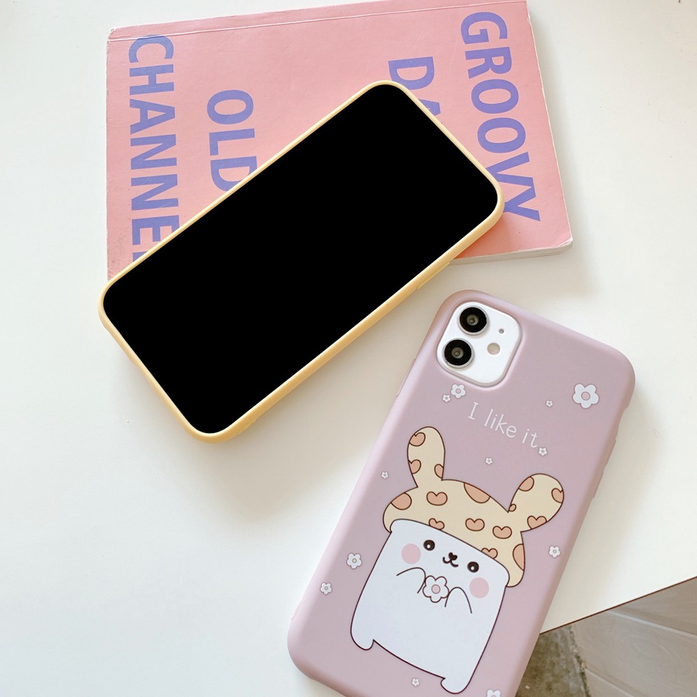 Couple iphone 11 12 pro Max Case Pink Matte 12 mini XR Ốp điện thoại silicon mềm họa tiết hình hoạt hình dễ thương cho iPhone SE X XS XR XS Max 7 8 6 6s Plus