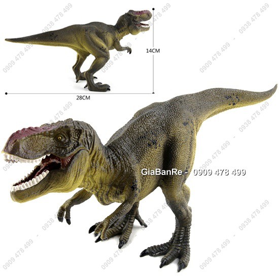 Mô Hình Khủng Long Bạo Chúa T-Rex Xanh Vàng Chấm Đen - Dài 23cm  - 77322