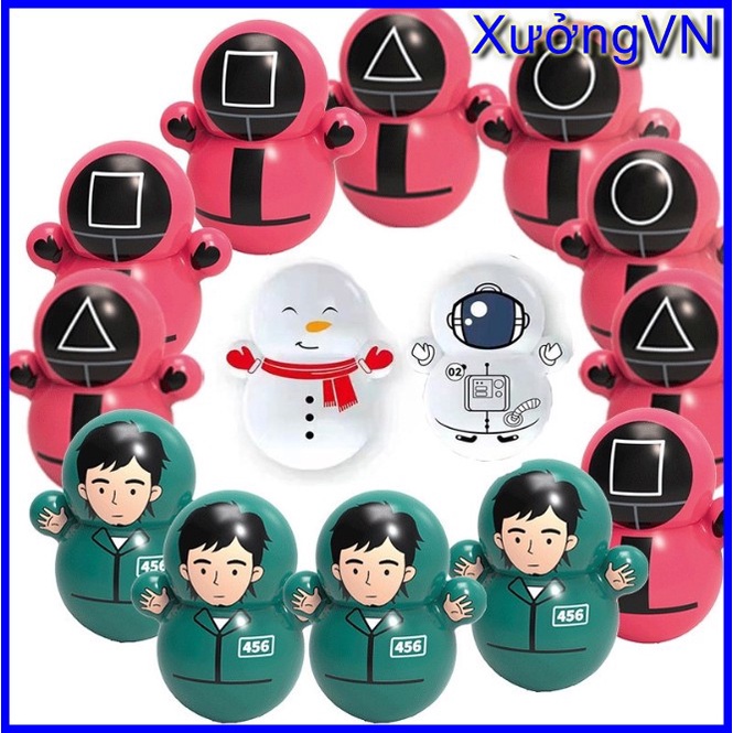 Lật đật đồ chơi mini dễ thương đáng yêu Squid Game Xanh -  Squid Game Đỏ - Phi hành gia - Doremon - Pikachu