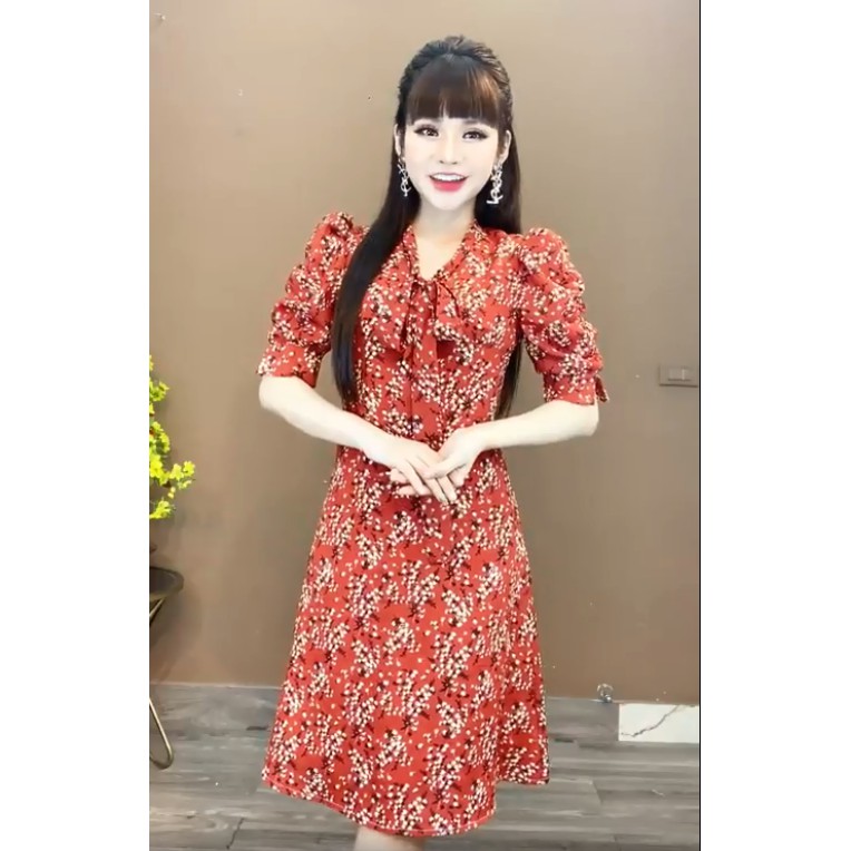 [Mã SKAMA06 giảm 8% tối đa 50K đơn 250K] Monoco- Váy hoa tay lỡ cổ buộc nơ - 8425 | BigBuy360 - bigbuy360.vn