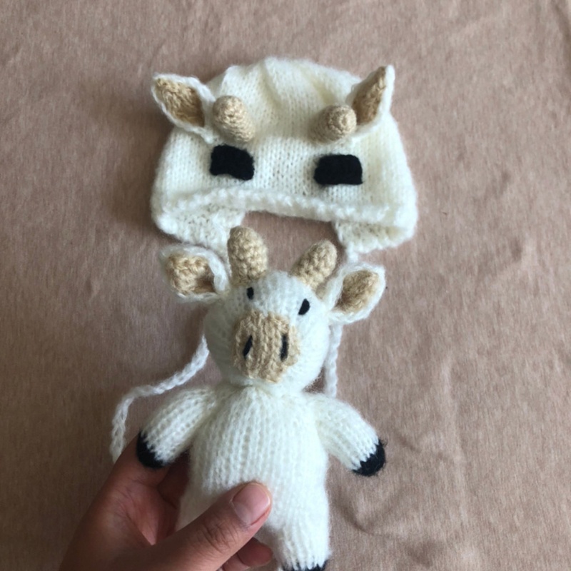 Mũ Beanie Dệt Kim Màu Trắng Đen Kèm Chụp Tai Thời Trang Cho Bé Sơ Sinh