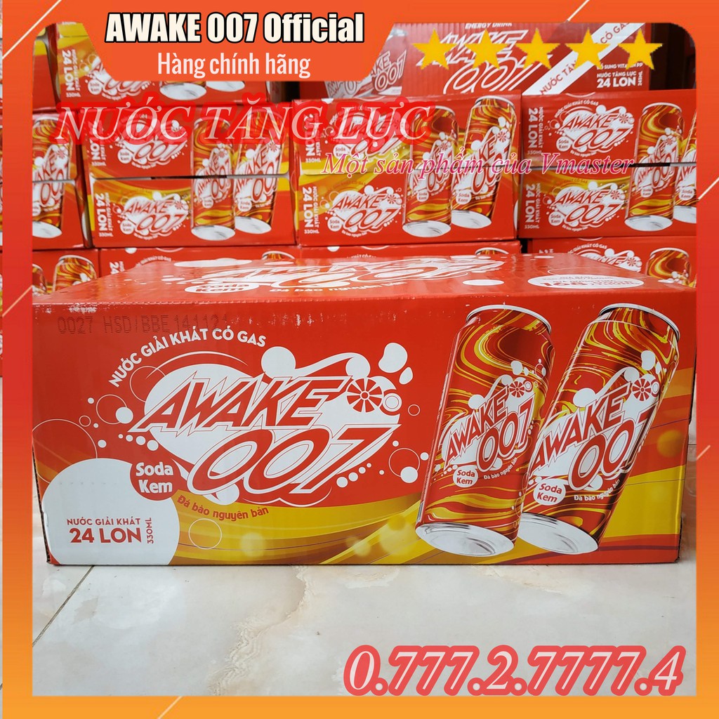 Nước SODA kem AWAKE 007 - 330ml 24 lon