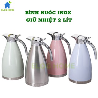 Bình nước inox cao cấp, bình giữ nhiệt đựng nước pha trà pha cà phê dung tích 2 lít nhiều màu