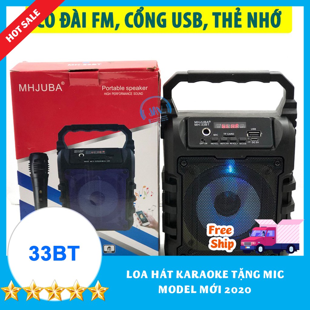 TẶNG 1 MIC KARAOKE CÓ VANG 100K] Loa Kẹo Kéo Karaoke Bluetooth Mini 33bt/Gs33/Gs23 model 2022