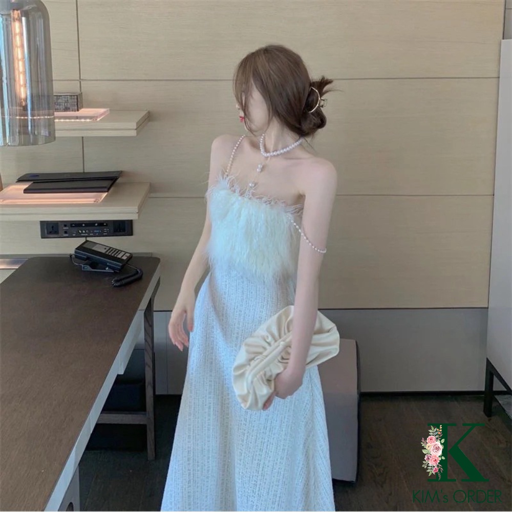 Váy tiểu thư dự tiệc màu trắng sang chảnh dáng dài xoè bánh bèo công chúa nữ tính thanh lịch Hàn Quốc đi sự kiện