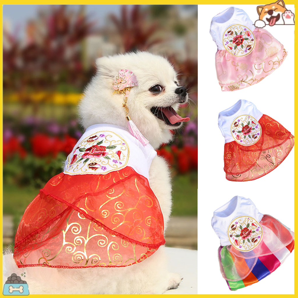 Đầm Thêu Họa Tiết Trung Hoa Cổ Tròn Cho Thú Cưng