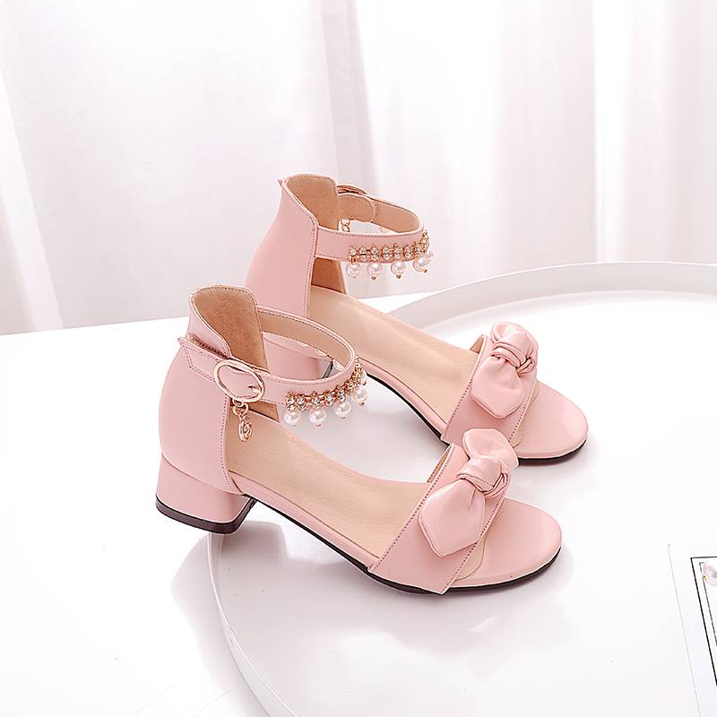 Giày Sandal Cao Gót Đế Mềm Phong Cách Công Chúa Thời Trang Mùa Hè 2021 Cho Bé Gái 12-10 Tuổi