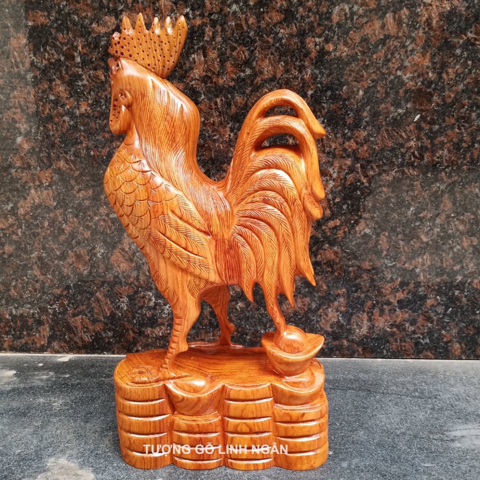[GIA RE] Tượng gà gỗ hương (cao 40cm)