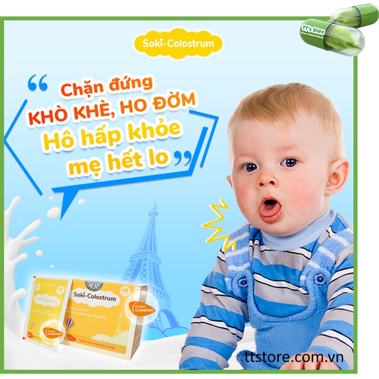 SOKI COLOSTRUM [Hộp 20 gói] - Sữa non tăng sức đề kháng [sokicolostrum, sokitium, soki tium]