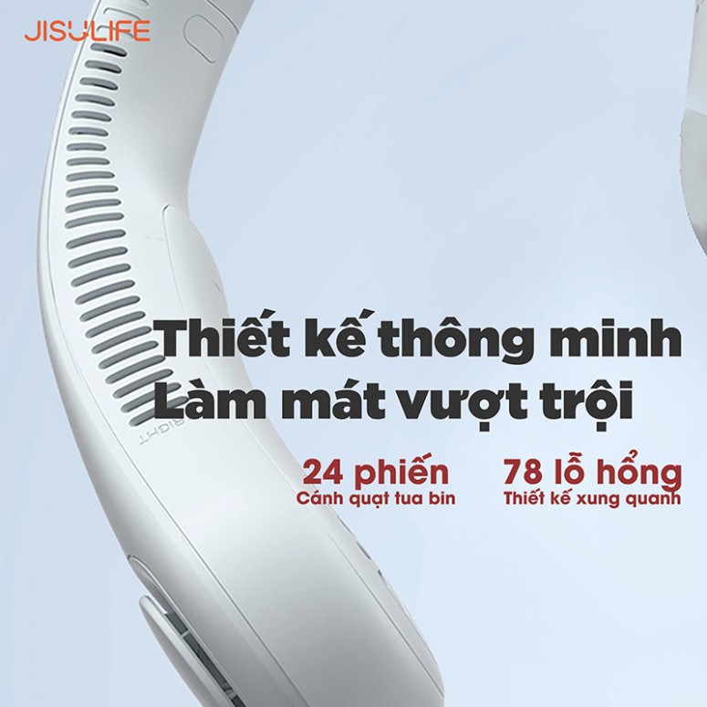 Quạt mini đeo cổ không cánh Jiusulife FA12 - Biên độ thổi rộng 360 độ, kết cấu dẫn gió dốc nghiêng tạo cảm giác mát mẻ