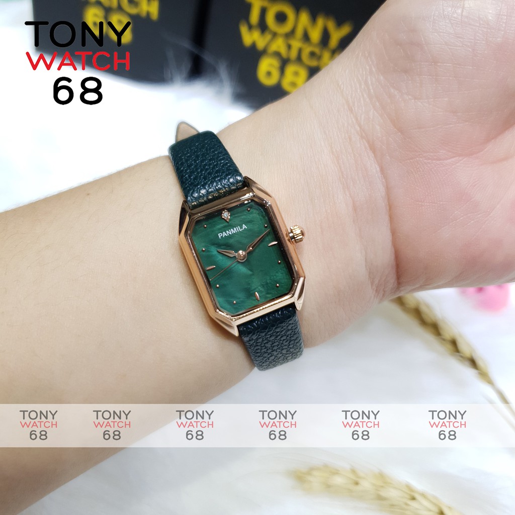 Đồng hồ nữ đeo tay Panmila dây da mặt vuông mini mạ viền vàng chính hãng Winsley giá rẻ đẹp | BigBuy360 - bigbuy360.vn