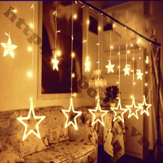 Dây đèn led trang trí màng 6 sao lớn 6 sao nhỏ