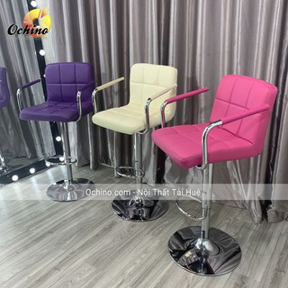 Ghế Livestream giá rẻ, Ghế Quẩy Bar, ghê Trang Điểm, Ghế Makeup - Mẫu Vịn Tay Inox Bọc Da cao 60-80cm