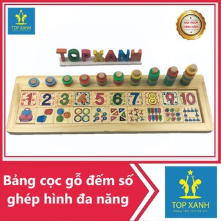 Bảng cọc gỗ đếm số ghép hình đa năng