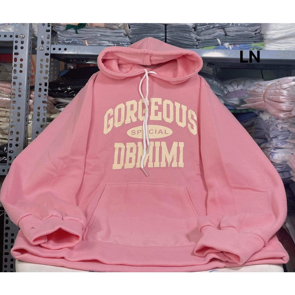 Áo khoác nỉ có mũ in chữ DBMIMI tay bồng (LNP-052)